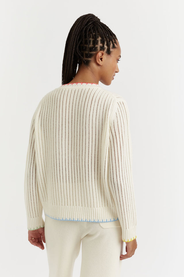 Cream Wool-Cashmere Summer Stitch Sweater image 3