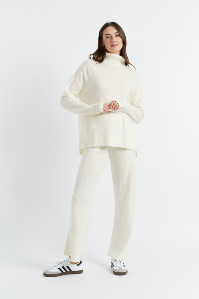 Cream Wool-Cashmere Rollneck Sweater