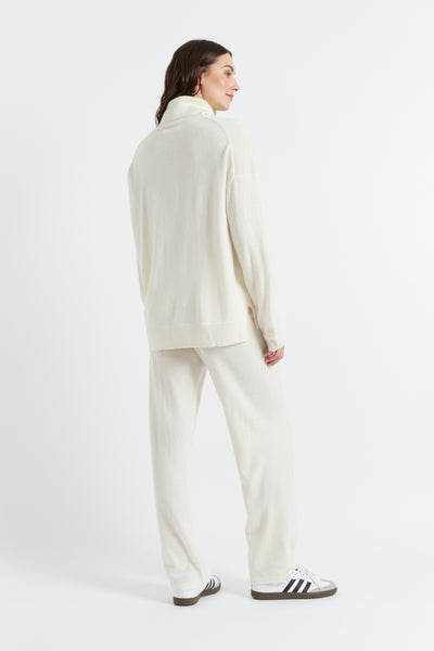 Cream Wool-Cashmere Rollneck Sweater