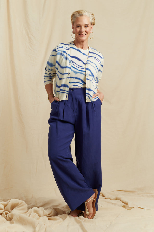 Blue Wool-Cashmere Deborah Brett Stripe T-Shirt image 3