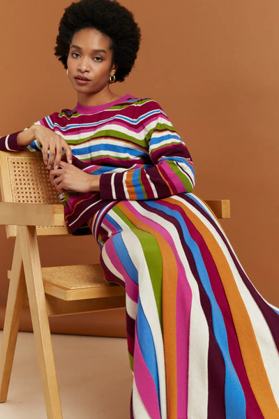 Multi Merino Stripe Skirt