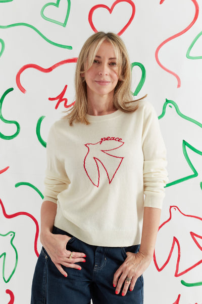 Cream Wool-Cashmere Peace Sweater
