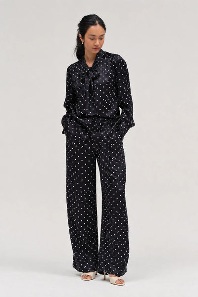 Black Viscose Polka Dot Trousers