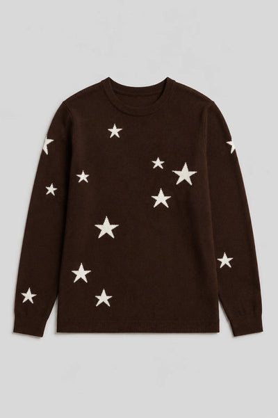 Chocolate Wool-Cashmere Star Sweater