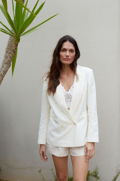 Cream Tencel-Linen Blazer