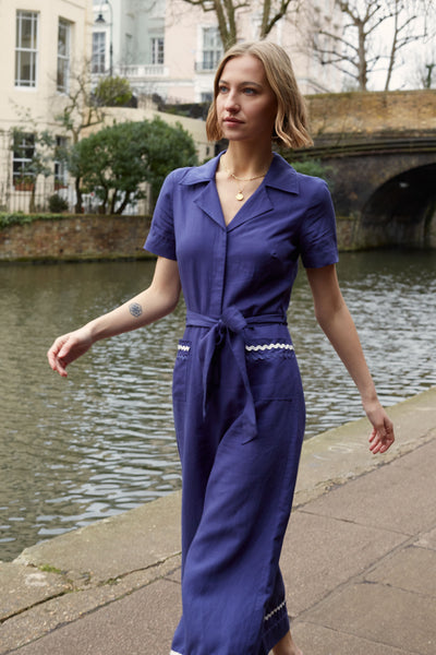 Blue Tencel-Linen La Mer Jumpsuit