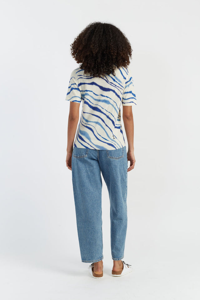 Blue Wool-Cashmere Deborah Brett Stripe T-Shirt image 6