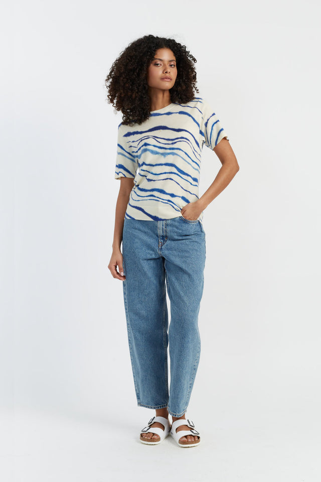 Blue Wool-Cashmere Deborah Brett Stripe T-Shirt image 5