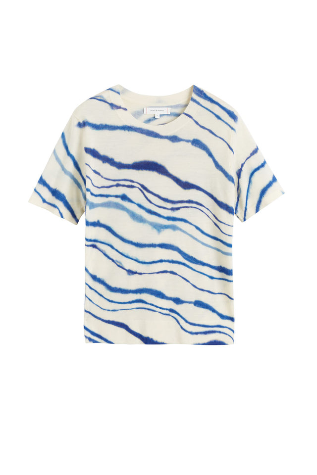 Blue Wool-Cashmere Deborah Brett Stripe T-Shirt image 7