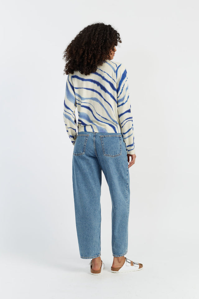 Blue Wool-Cashmere Deborah Brett Stripe Cardigan image 4
