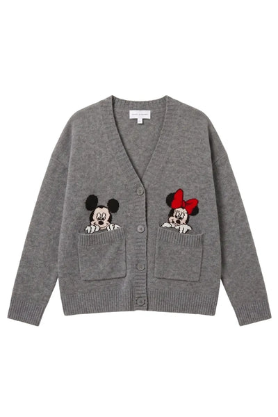 Grey Wool-Cashmere Disney Peek Pocket Cardigan