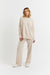 Bone Cashmere Wide-Leg Pants