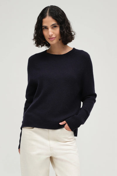 Navy Pure Cashmere Boxy Sweater