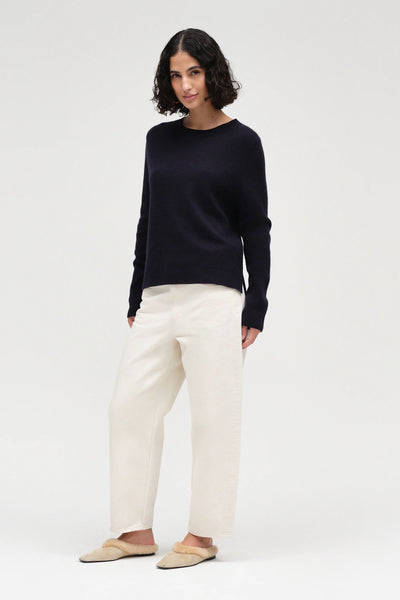 Navy Pure Cashmere Boxy Sweater