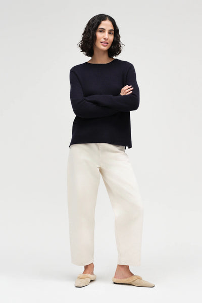 Navy Pure Cashmere Boxy Sweater
