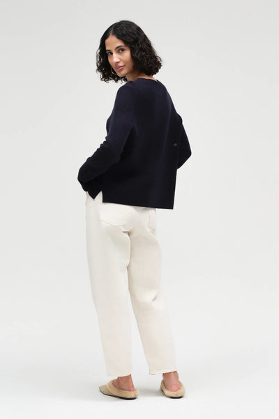 Navy Pure Cashmere Boxy Sweater