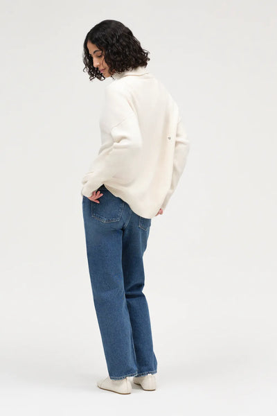 Cream Pure Cashmere Rollneck Sweater