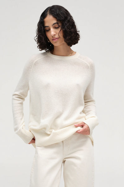 Cream Pure Cashmere Slouchy Sweater