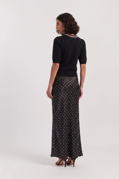 Black Wool-Cashmere Jewel-Neck Knitted Tee