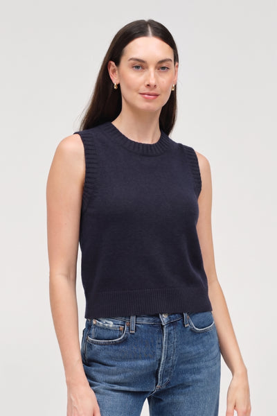 Navy Wool-Cashmere Tank