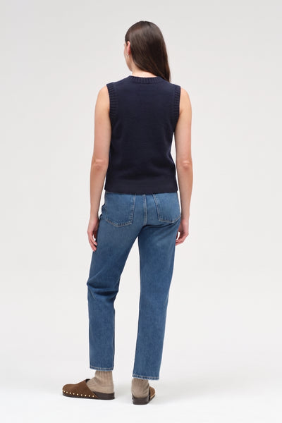 Navy Wool-Cashmere Tank
