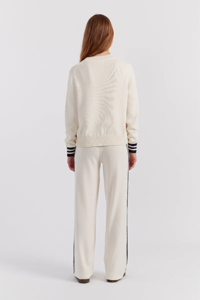 Cream Cotton Snoopy Varsity Sweater