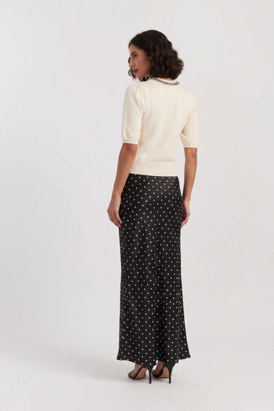 Cream Wool-Cashmere Jewel-Neck Cardigan