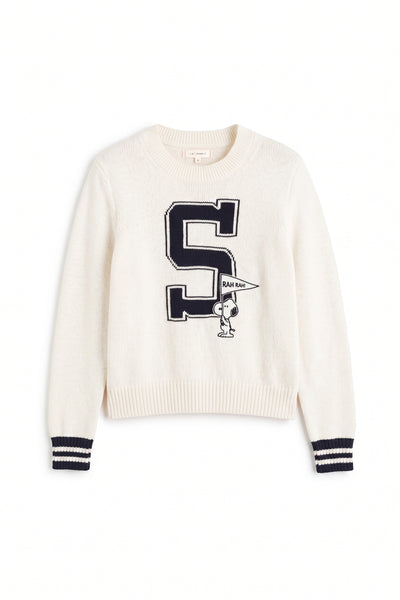 Cream Cotton Snoopy Varsity Sweater