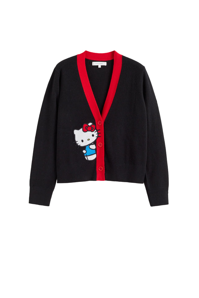 Black Wool-Cashmere Hello Kitty Cardigan image 4