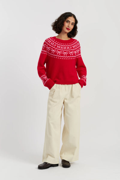 Red Wool-Cashmere Let's Be Merry Sweater