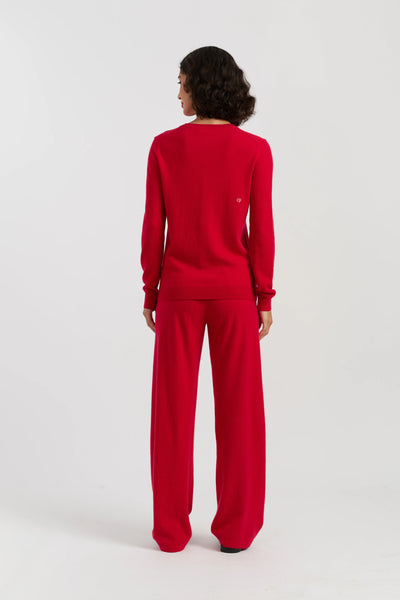 Red Wool-Cashmere Star Tree Sweater