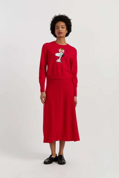 Red Wool-Cashmere Snoopy's Gift Sweater