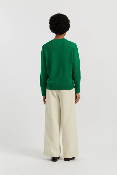 Green Wool-Cashmere Snoopy Santa Sweater