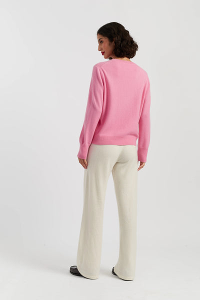 Pink Wool-Cashmere Minnie Christmas Sweater