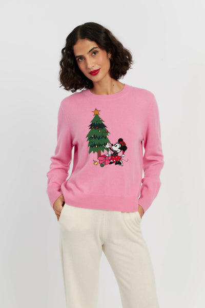 Pink Wool-Cashmere Minnie Christmas Sweater