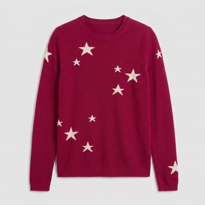 Cherry Wool-Cashmere Star Sweater