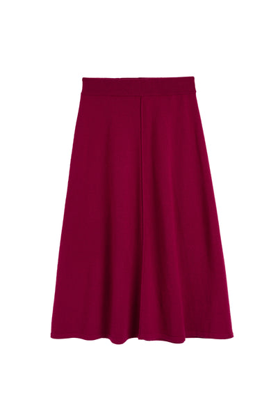 Cherry Wool-Cashmere Midi Skirt