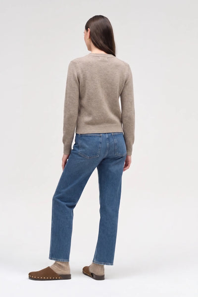 Mushroom Wool-Cashmere V-neck Sweater