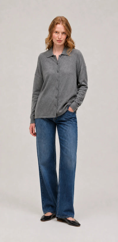 Grey Wool-Cashmere Relaxed Shirt