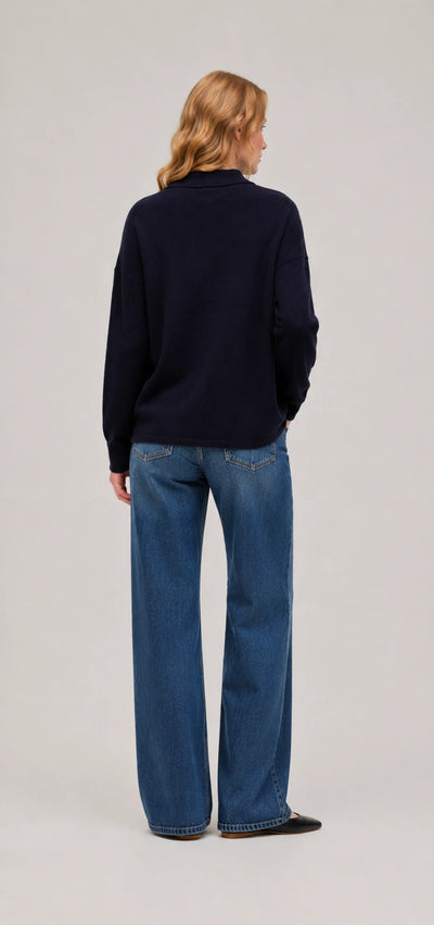 Navy Wool-Cashmere Relaxed Shirt