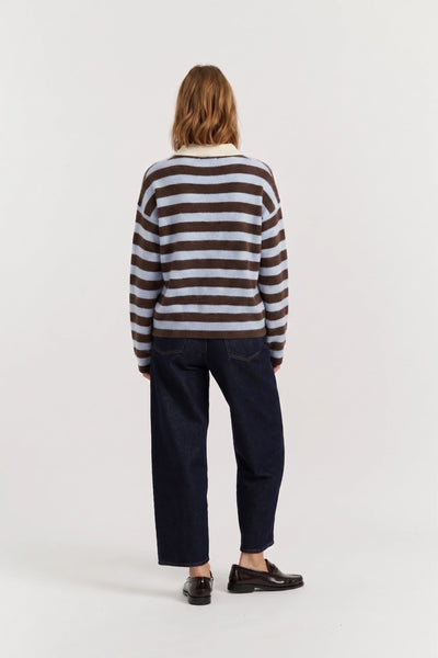Multi Pure Merino Stripey Polo Tee