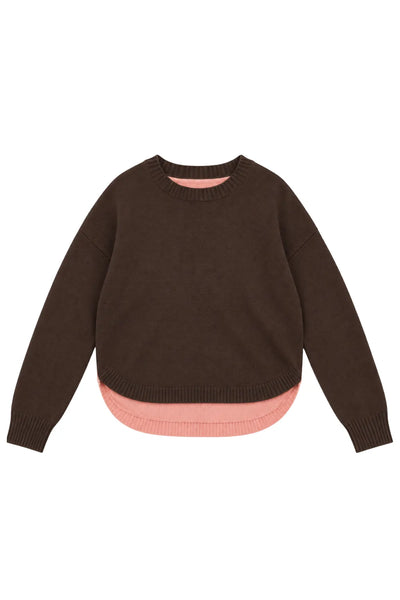 Chocolate Wool-Cashmere Pop Colour Sweater