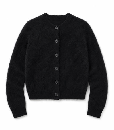 Black Brushed Cashmere Cardigan
