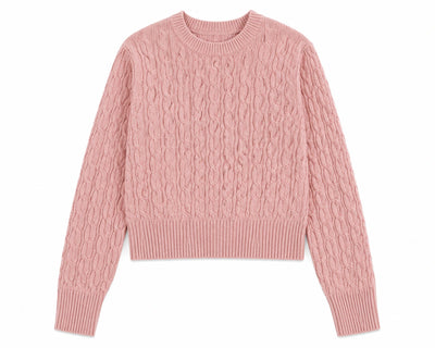 Salmon Pure Cashmere Cable Sweater