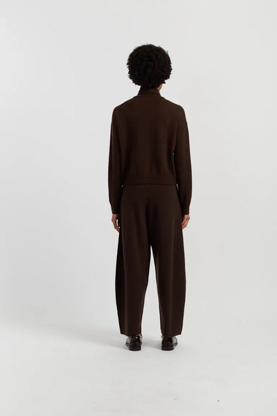 Chocolate Wool-Cashmere Barrel Pants