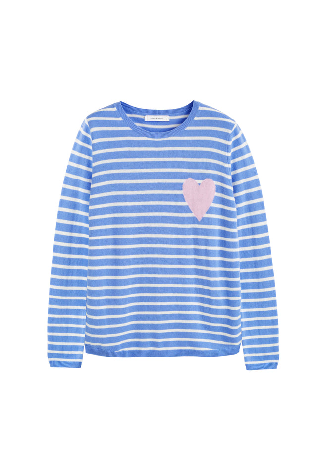 Powder-Blue Breton Heart Wool-Cashmere Sweater image 2