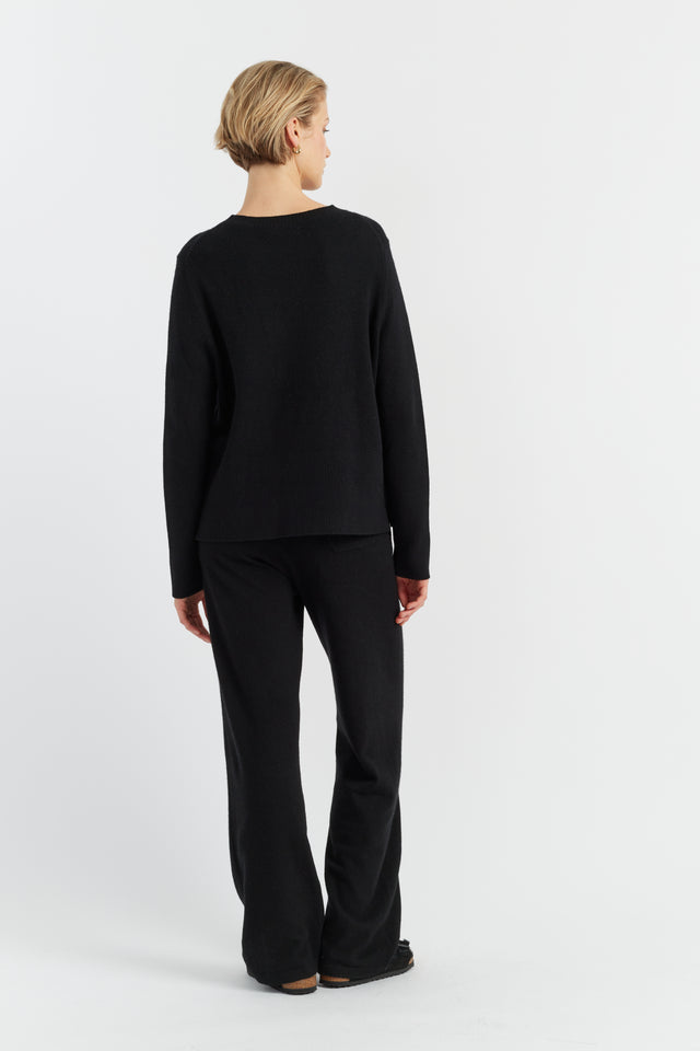Black Pure Cashmere Boxy Sweater image 3