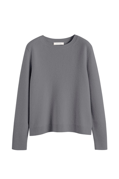Grey-Melange Pure Cashmere Boxy Sweater