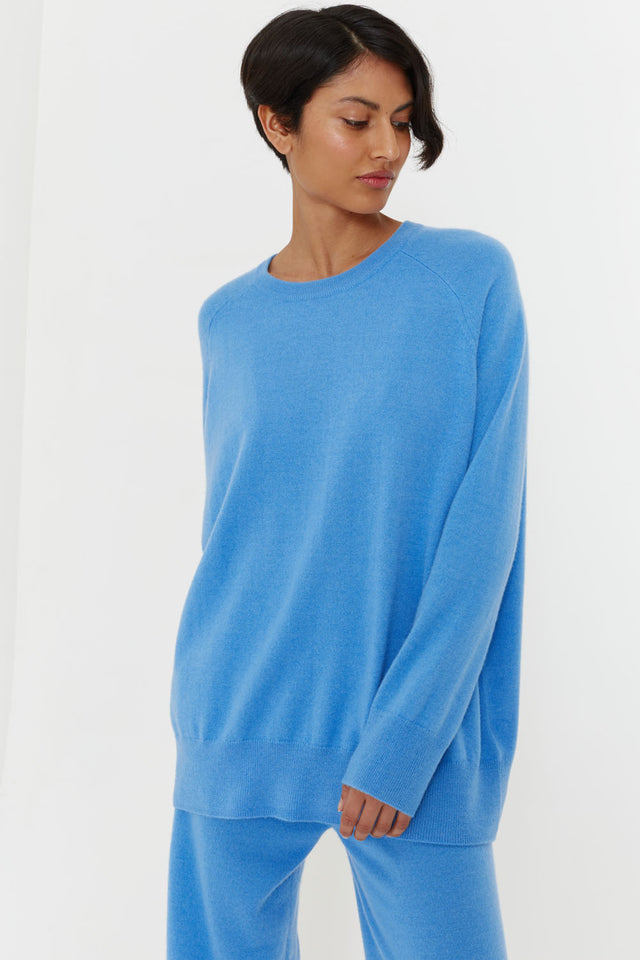 Sky-Blue Cashmere Slouchy Sweater image 1