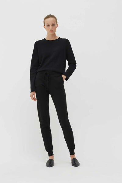 Black Pure Cashmere Track Pants